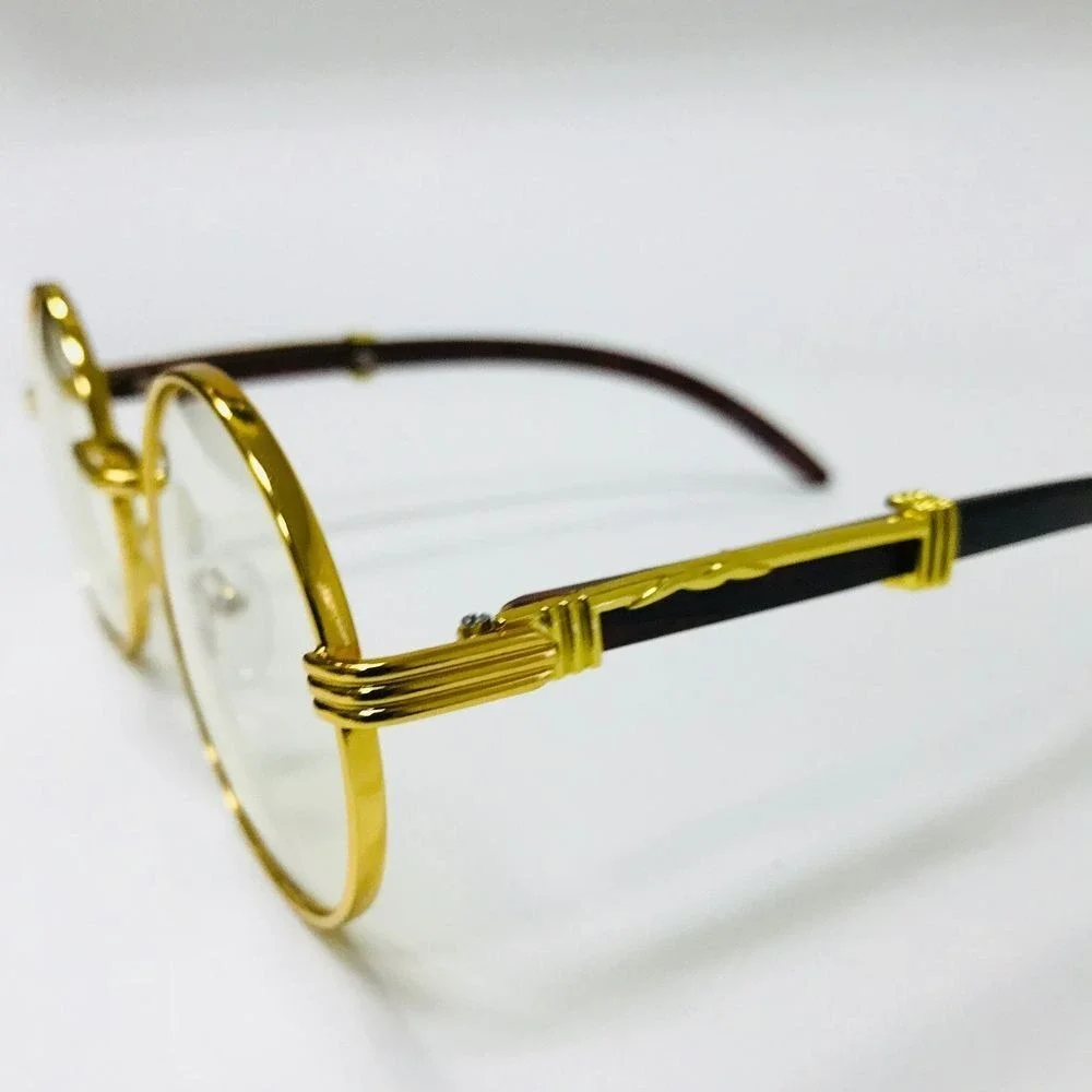 Clear Lens Eye Glasses Round Gold Rimless Hip Hop Trendy Street Wear Sunglasses‎